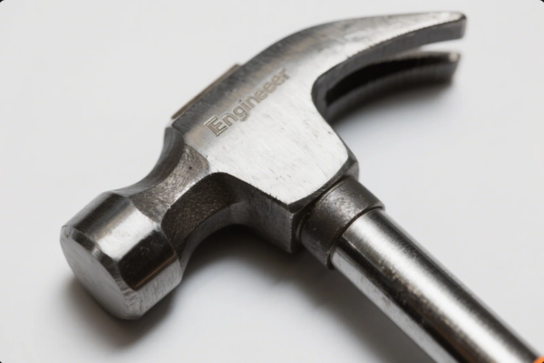 This image features a steel claw hammer photographed against a white background. The head of the hammer is engraved with the word "Engineer," highlighting its branding or purpose. The tool appears sturdy and well-machined, with clear details of the hammer's striking face and claw, making it suitable for professional or engineering applications.