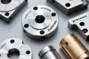 Close-up of precision machined metal components highlighting process and material considerations for custom CNC parts manufacturing.