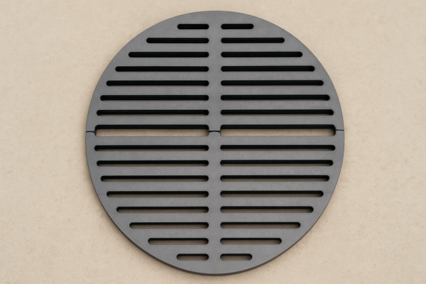 Round slotted metal grate plate for industrial furnace airflow and grate systems