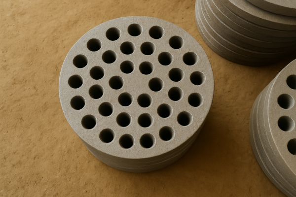Perforated circular grate plate with multiple round holes for industrial furnace airflow and grate systems