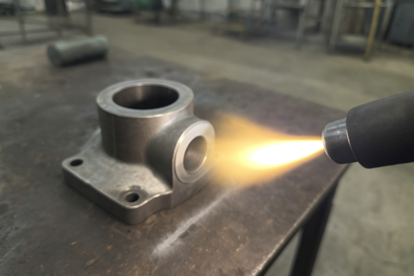 Thermal spray repair process applying a coating to a machined metal housing, improving wear and corrosion resistance for OEM industrial components.